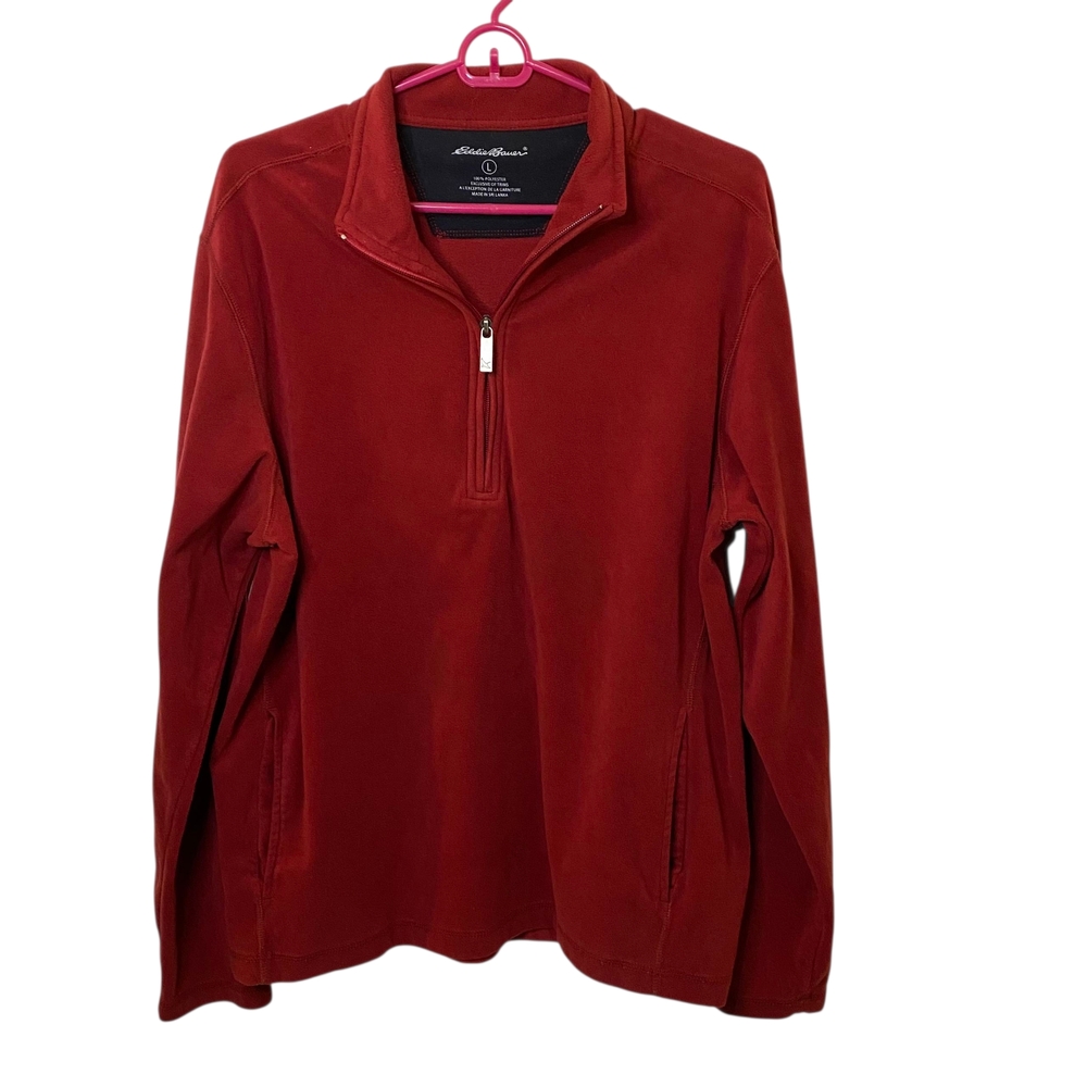 Eddie Bauer‎ Red Quarter-Zip Pullover Sweatshirt Size L